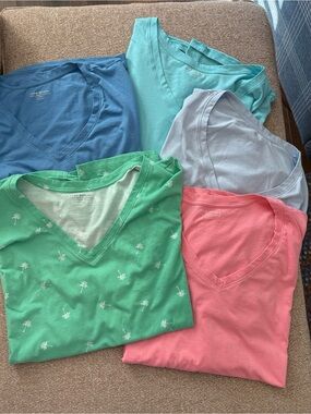 Lot of 5 Lane Bryant V-Neck Tees in Green, Pink, Blue, Aqua, Light Blue